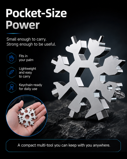 🔧 18-in-1 Snowflake Multi-Tool Wrench | Compact EDC Tool