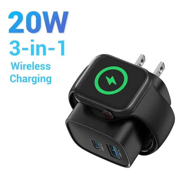 3-in-1 Magnetic Apple Watch & iPhone Charger | 20W USB-C Fast Charger