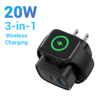 🔥 3-in-1 Magnetic Apple Watch Charger | Fast USB-C Wall Charger