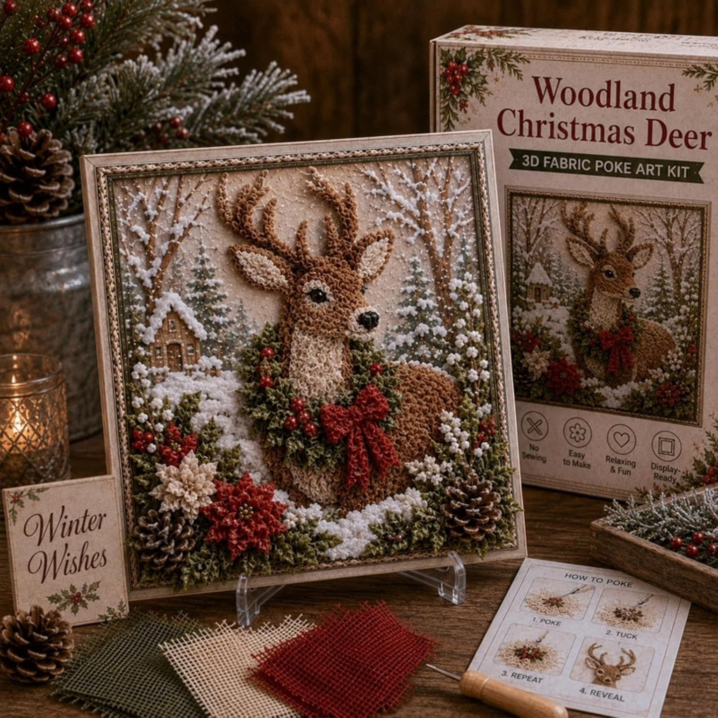 3D Fabric Poke Art Kit – Easy Christmas Craft Kit