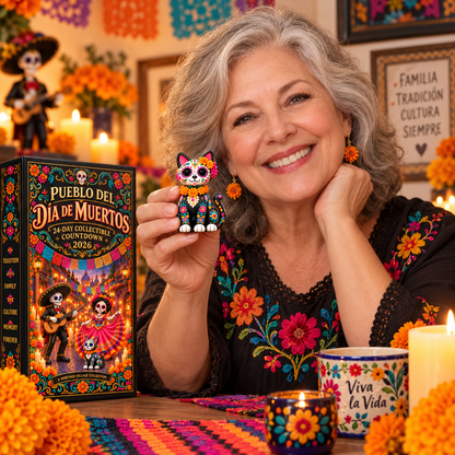 🔥Pueblo del Día de Muertos 2026 – 24-Day Day of the Dead Collectible Countdown Calendar with 24 Unique Miniatures