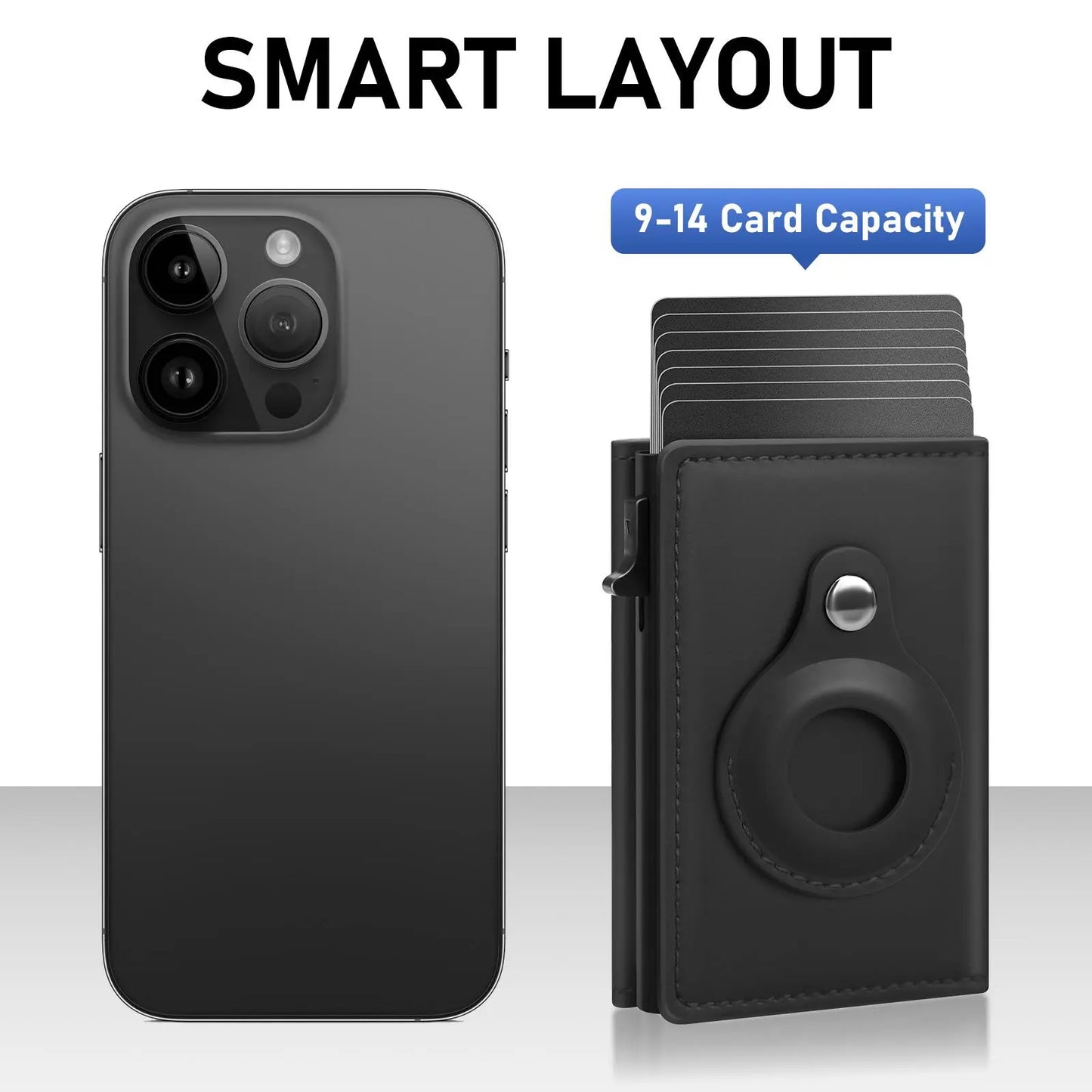 Portable Leather Smart Wallet RFID Blocking Slim Minimalist 6-9 Card Capacity ID Window Cash Slot Ultrathin Design for Everyday Carry