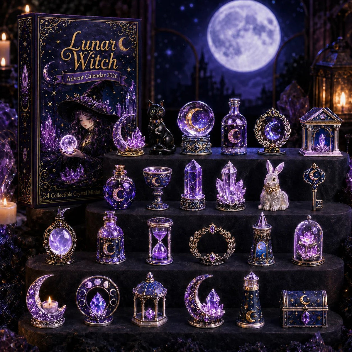 🏆Limited Time Sale 49% OFF🎄🔮Lunar Witch Advent Calendar 2026 – 24 Enchanted Crystal Miniatures for a Magical Moonlit Countdown