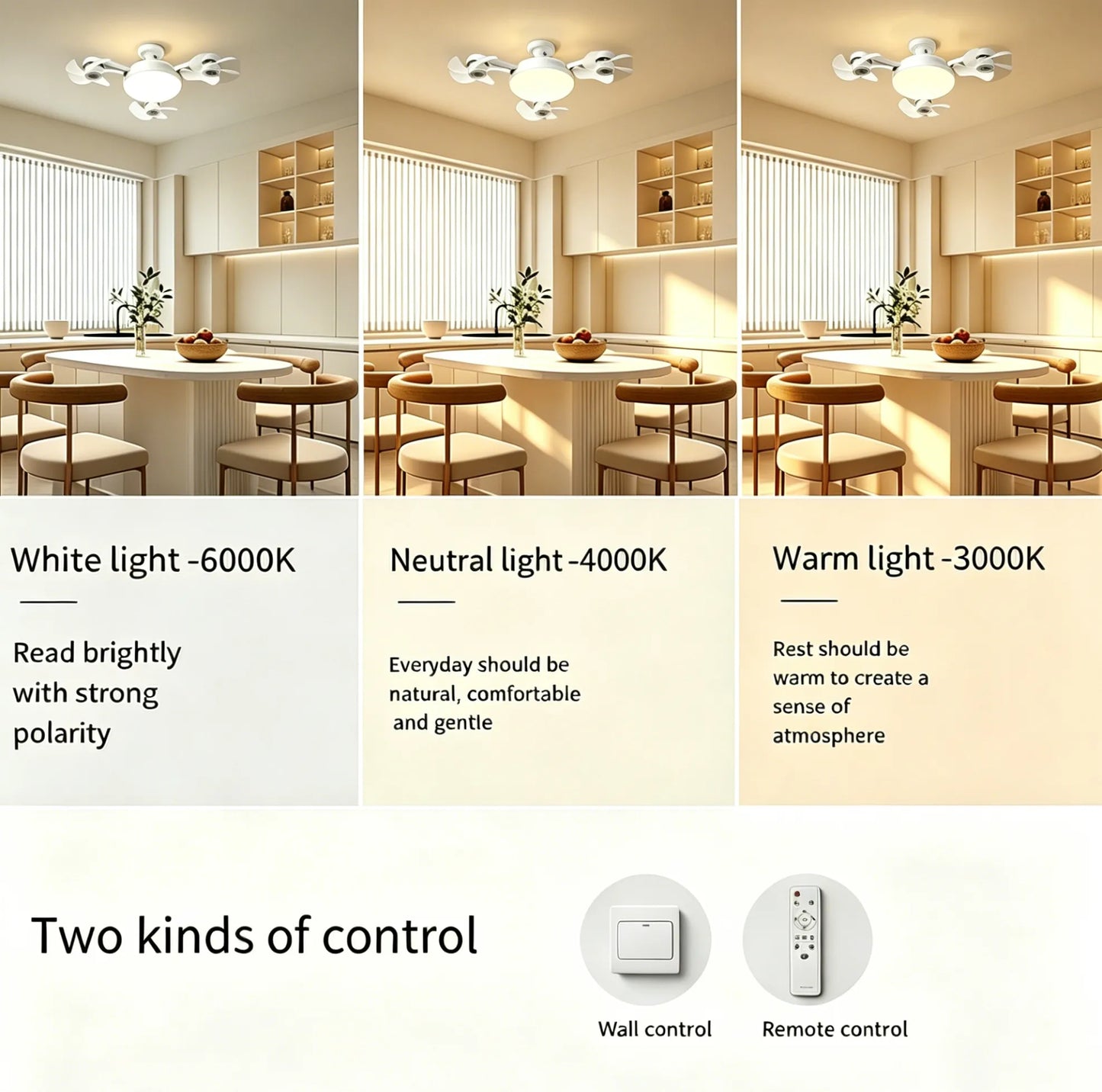 ✨2026 New E27 Socket Ceiling Fan Light - 2-in-1 Silent LED Fan with Remote Control