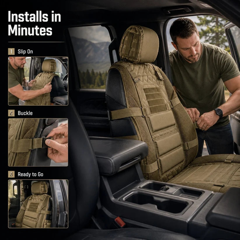 Rugged Truck Seat Cover -Tactical Storage, Seat Protection & All-Day Comfort