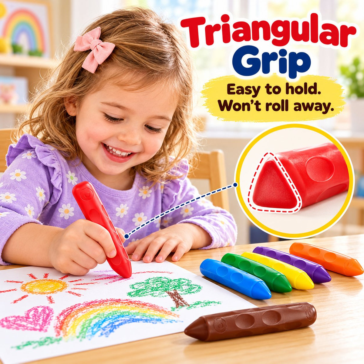 Toddler Friendly Washable Triangle Crayons | Home Art Activity