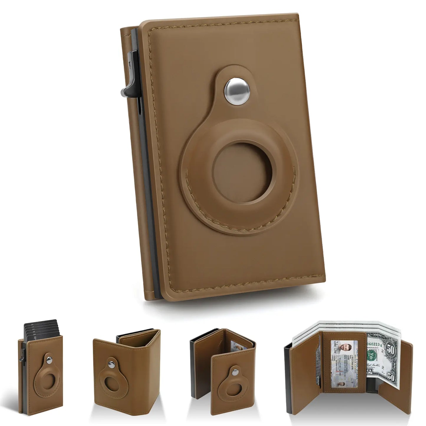 Portable Leather Smart Wallet RFID Blocking Slim Minimalist 6-9 Card Capacity ID Window Cash Slot Ultrathin Design for Everyday Carry