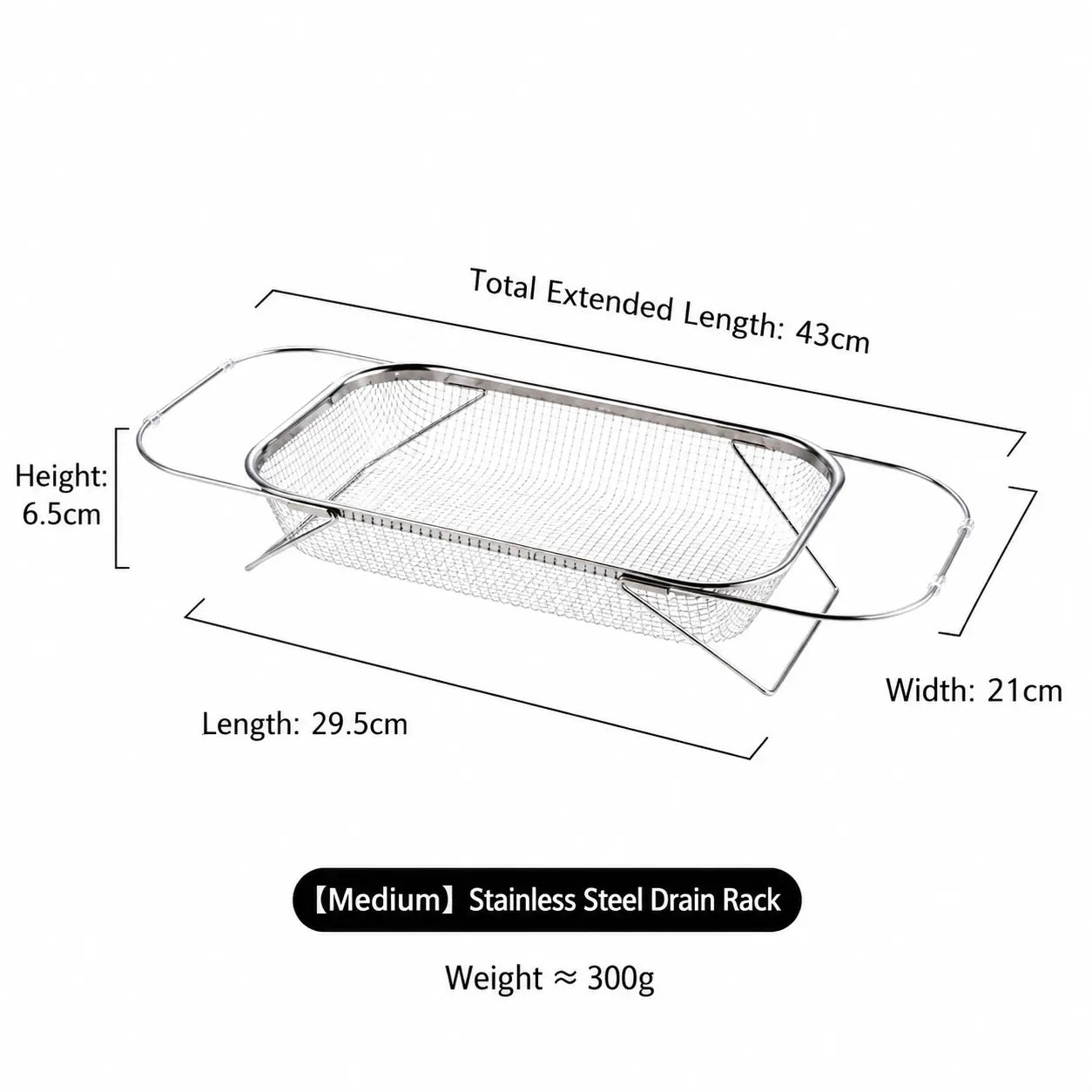 Stainless Steel Expandable Over-The-Sink Colander Strainer Basket