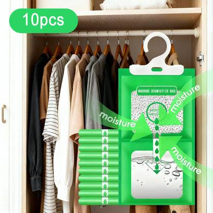 Moisture Absorbers 10 Pack Set, Hanging Closet Dehumidifier Bags, Humidity Packs, Desiccant, Closet Dehumidifiers With Fragrance Free