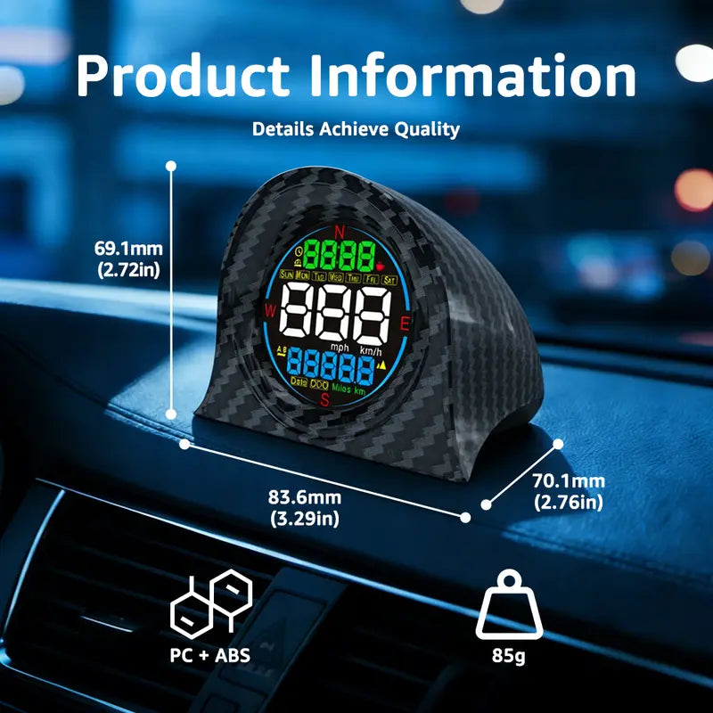 🚗 GPS Head-Up Display – Plug & Play, MPH, Auto Brightness