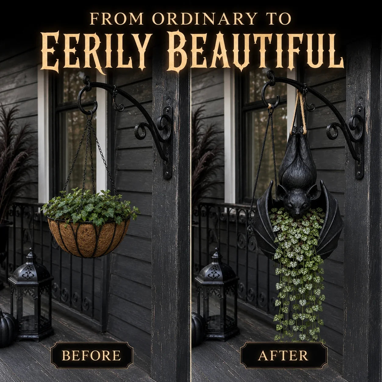 🦇 Upside‑Down Hanging Bat Planter
