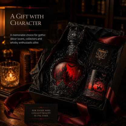 🦇🍺Gothic Vampire Castle Whisky Decanter & Tumbler