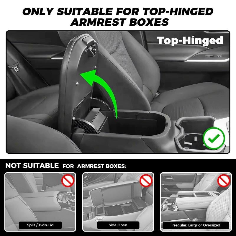 💯Car Console Organizer – PU Leather Armrest, Side Storage, Cup Holder