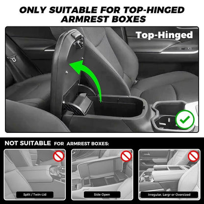 💯Car Console Organizer – PU Leather Armrest, Side Storage, Cup Holder