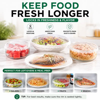 🥗100PCS Disposable Stretch Food Covers for Bowls & Plates