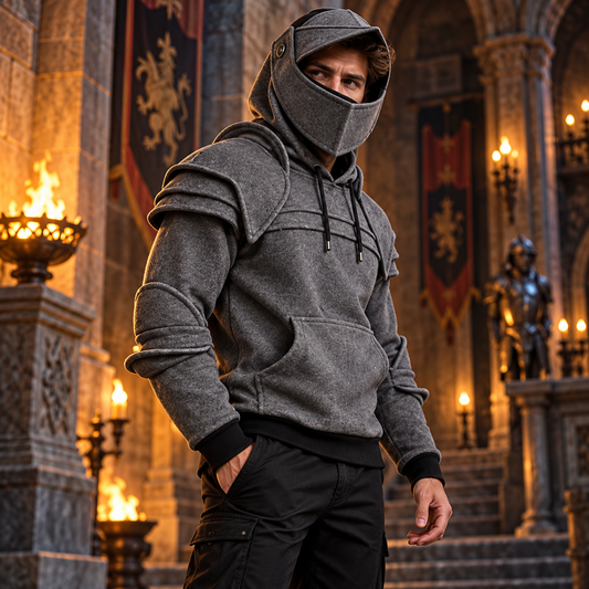 🔥🎁Last Day 50% OFF🛡️ Medieval Knight Armor Hoodie – Detachable Helmet Design