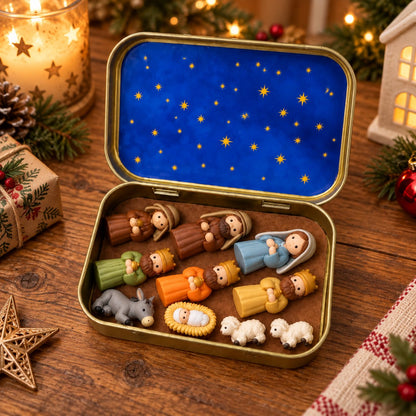 ✝️🌟Mini Nativity Scene Keepsake Tin — Pocket-Sized Christmas Holy Family Set