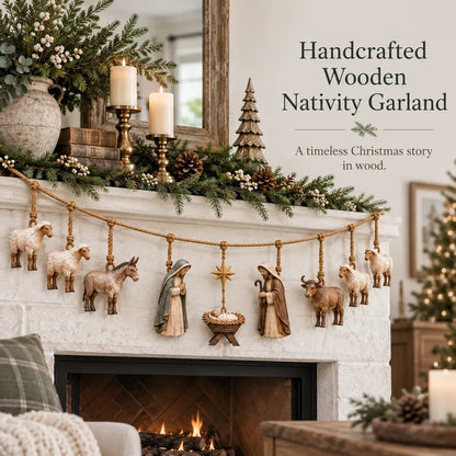✝️🎄Handcrafted Wooden Nativity Garland