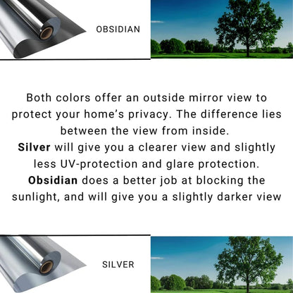 🔥2026 New arrivals - Window Privacy Film, Static Cling Removable Window Tint, Sun and UV Blocker for Glass Doors, Reflective Mirror Privacy Film