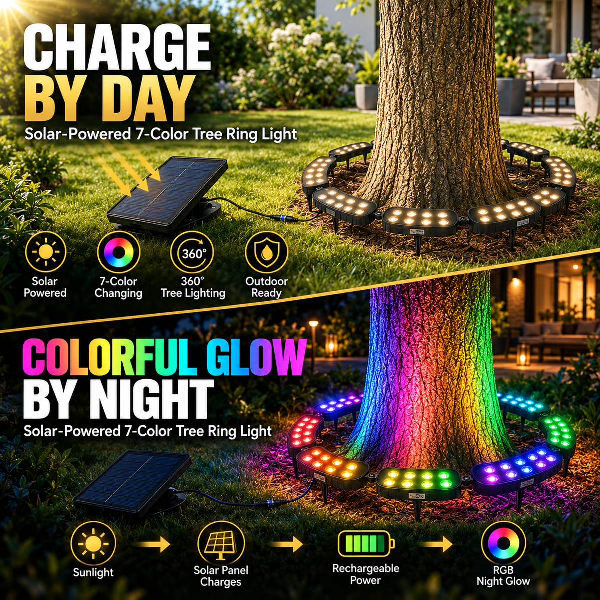 🌈 Light Up Your Garden in Style! ✨ Solar RGB Tree Ring Light