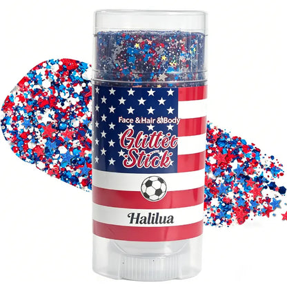 3-in-1 Patriotic Glow😍✨Red, White & Blue Glitter Body Stick