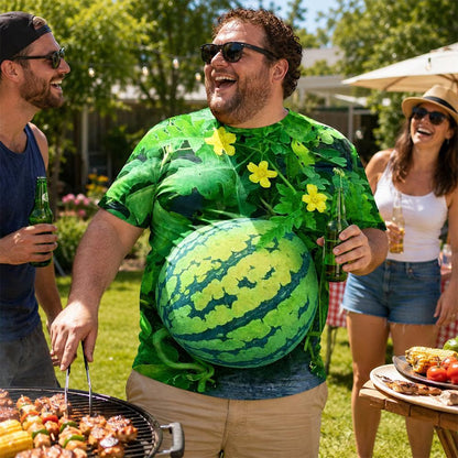 🍉Funny 3D Watermelon Belly T-Shirt – Summer Novelty Graphic Tee