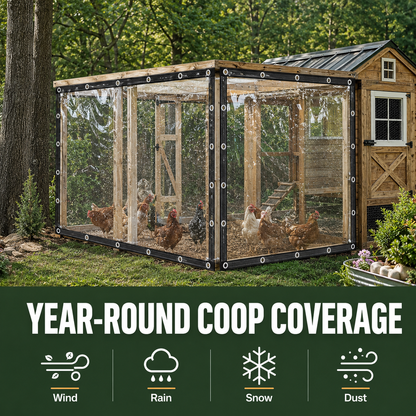 🔥Clear Waterproof PE Tarp, Transparent Outdoor Cover with Metal Grommets）