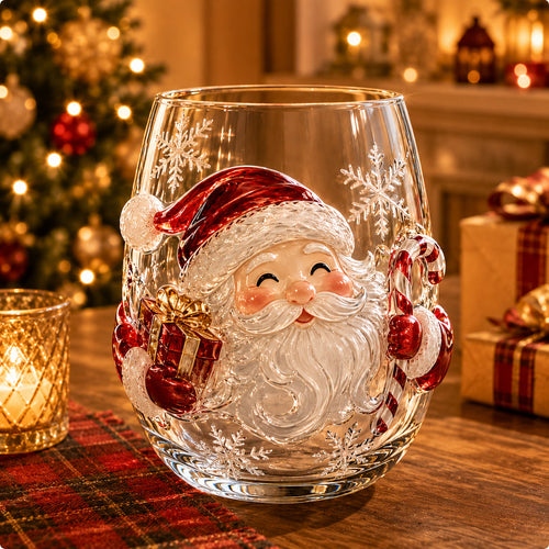 🎅 Magical Christmas 3D Glass Cup Collection – Santa, Reindeer, Snowman & Christmas Tree
