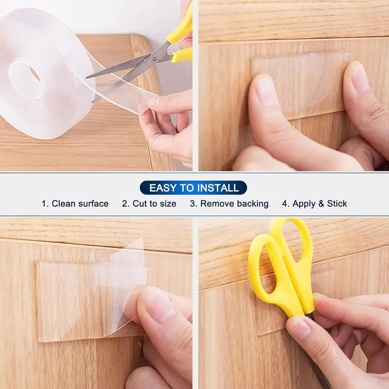 ✨Super strong double-sided nano tape, heavy-duty transparent reusable residue-free magic tape