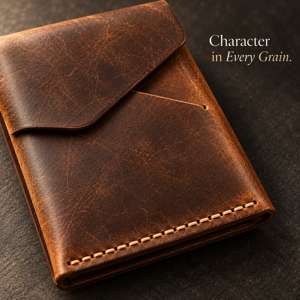 💰Handmade genuine leather wallet – Slim Magnetic Card & Cash Holder for Men