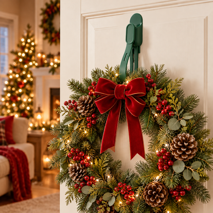🎄 6ps-Adjustable Christmas Wreath Hanger – Peel, Adjust & Hang Holiday Décor with Ease ✨