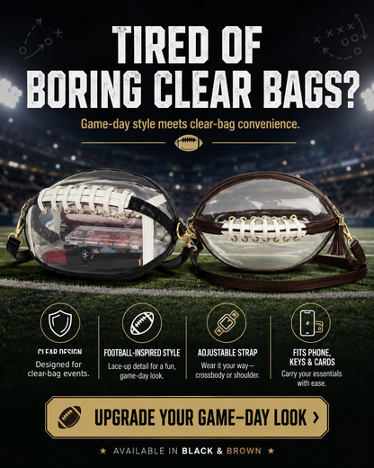 Clear Football Crossbody Bag | Game Day Clear Purse