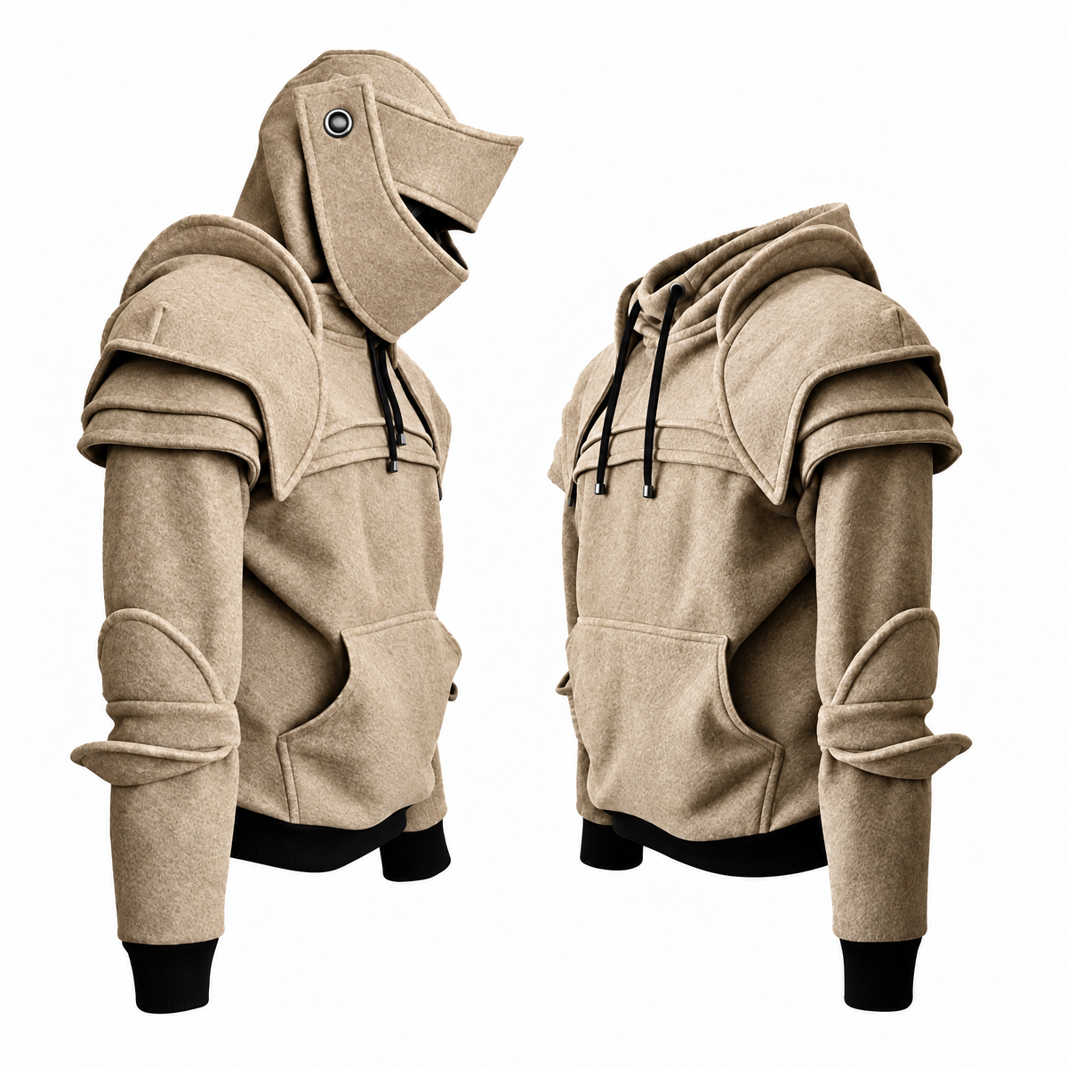 🛡️ Medieval Knight Armor Hoodie – Detachable Helmet Design
