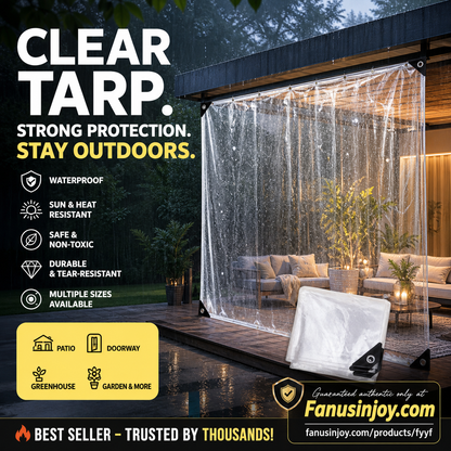 ☀️ Heavy-Duty Clear PVC Tarp – 14 Mil Transparent Outdoor Cover