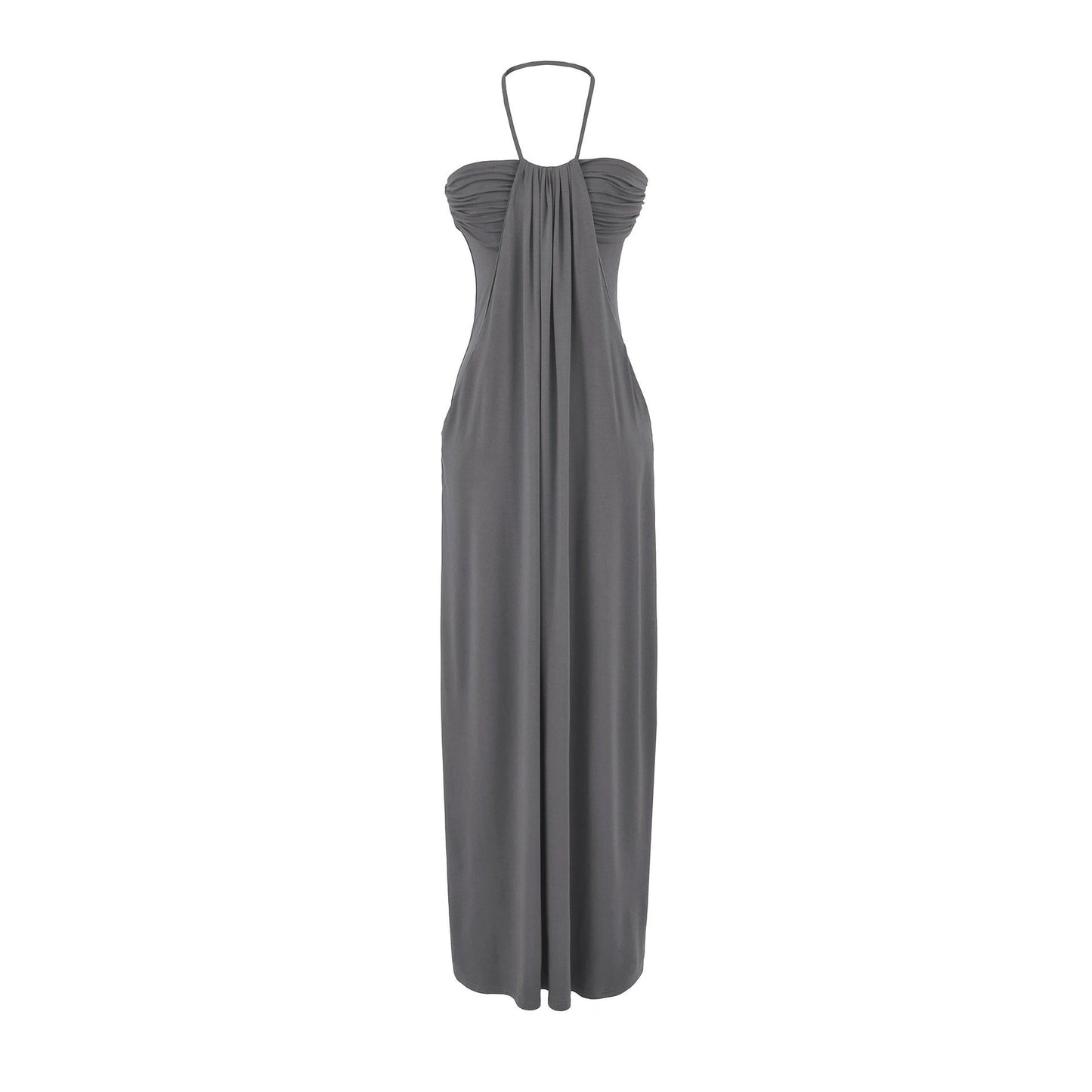 Halter Tie Back Maxi Dress with Pockets
