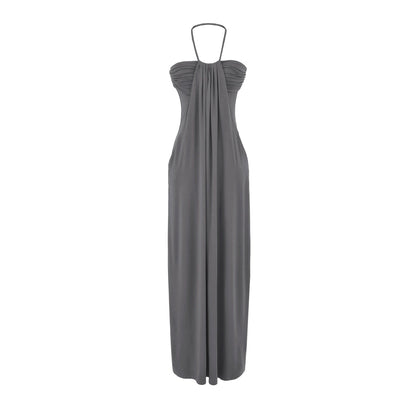 Halter Tie Back Maxi Dress with Pockets