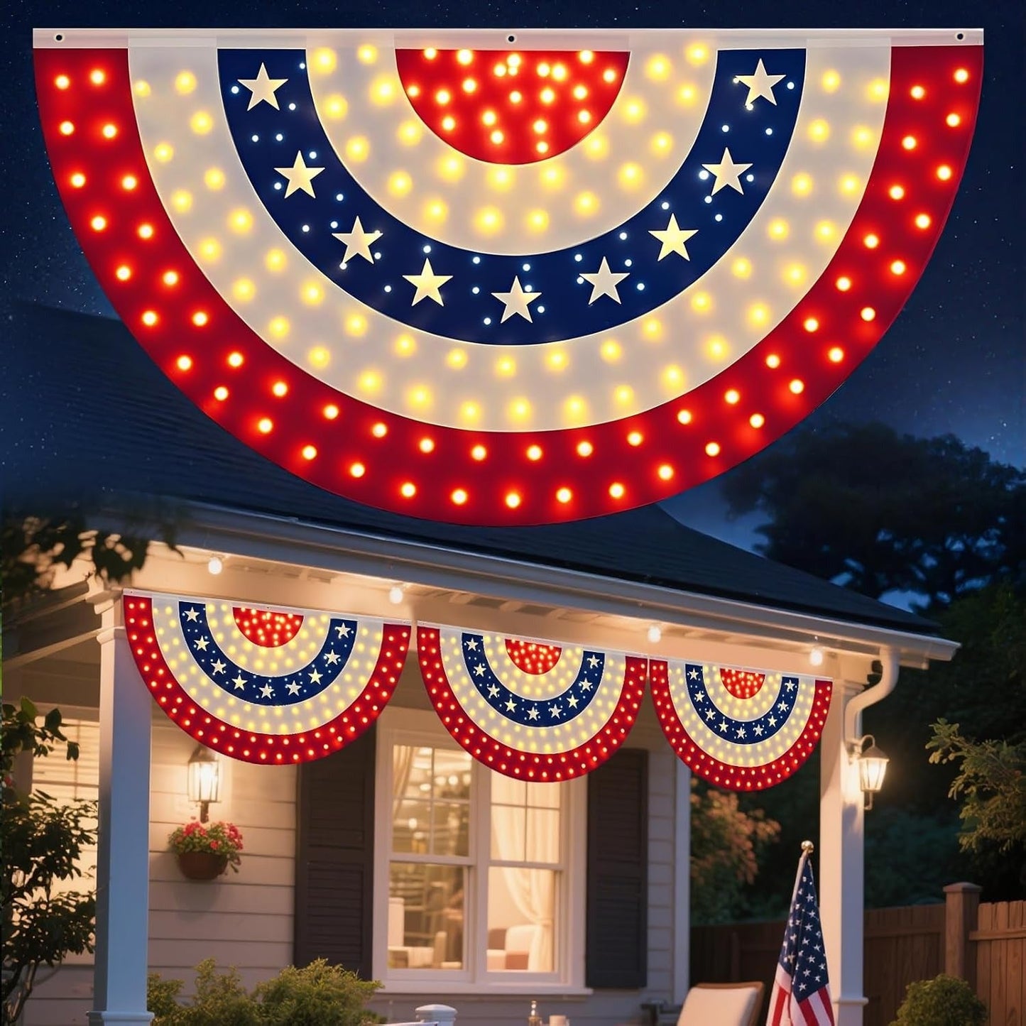 🏆Flash Sale-49% OFF⚡ 50K+ SOLD! 3 x 6 Ft LED Patriotic Bunting Banner for America’s 250th