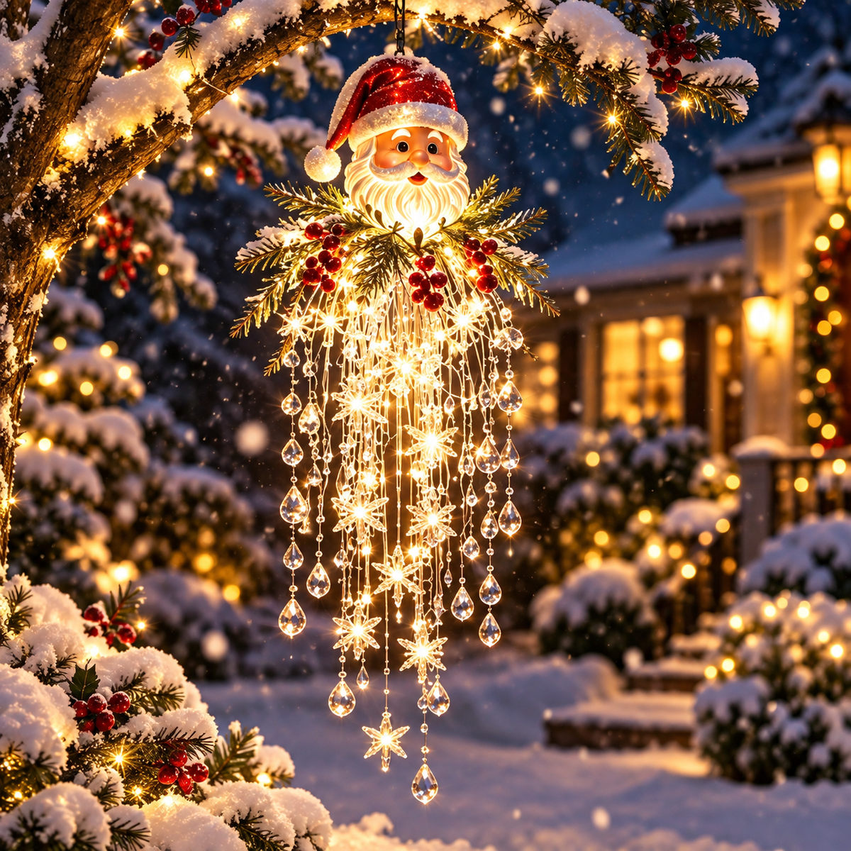 ❄️🎅Crystal Cascade Christmas Snowflake LED Hanging Light