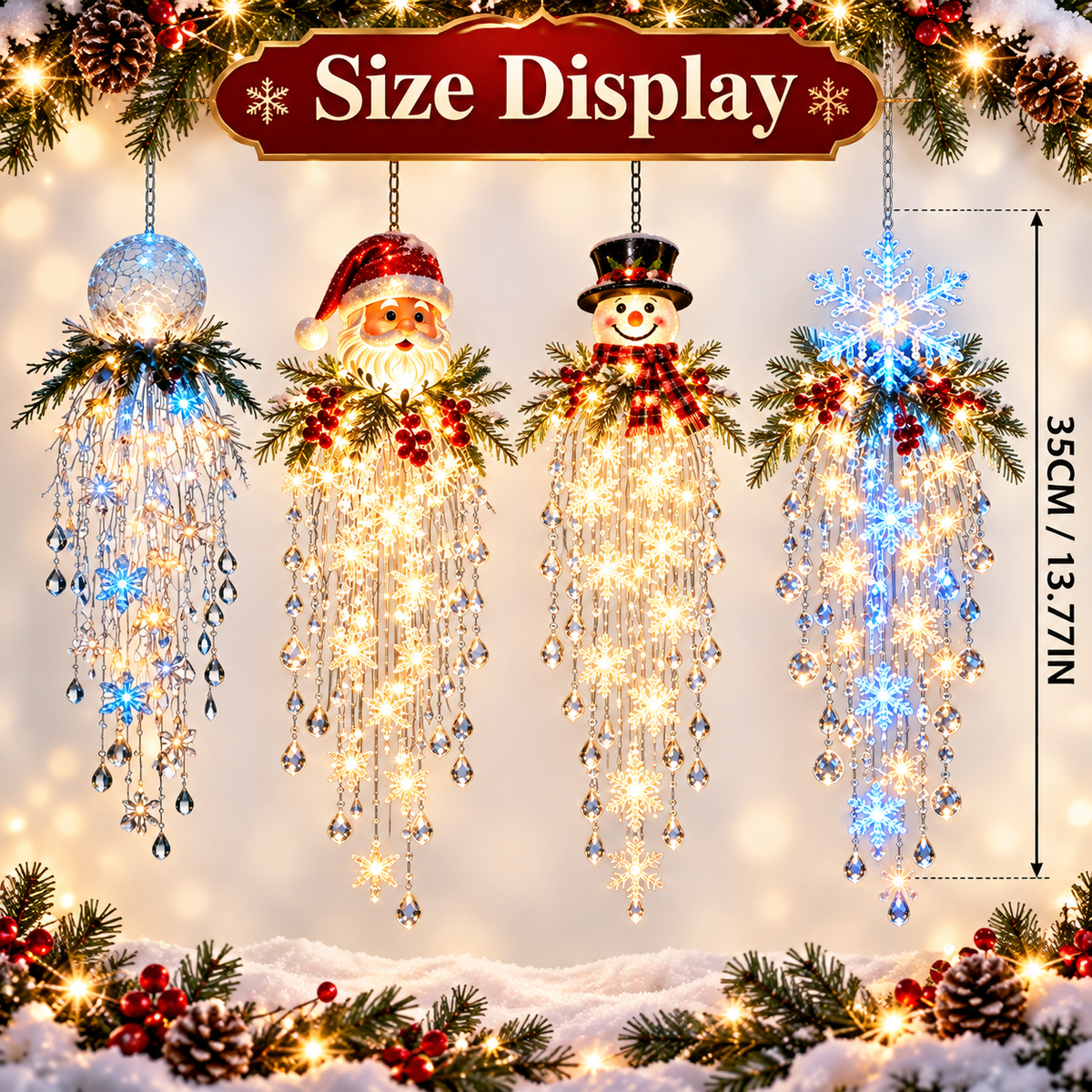 ❄️🎅Crystal Cascade Christmas Snowflake LED Hanging Light