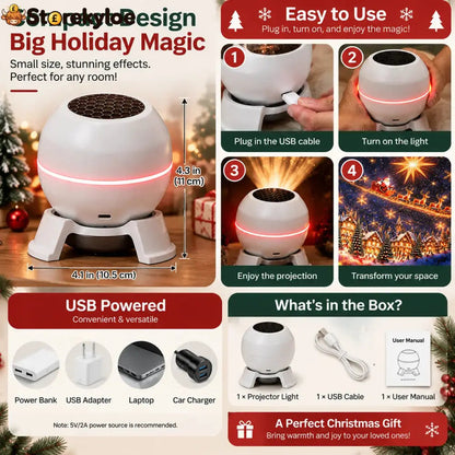 🔥🎁LAST DAY 49% OFF -🎄 Magical Christmas Projection Night Light – Transform Any Room Into A Holiday Wonderland