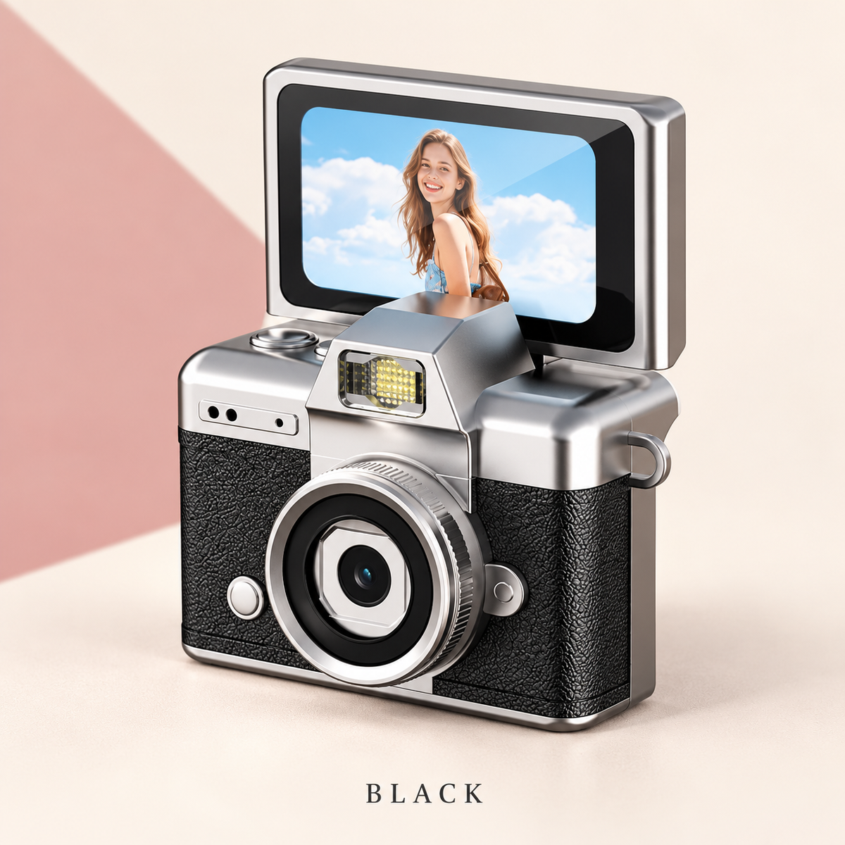 📸 Mini Keychain Digital Camera with Flip-Up Screen