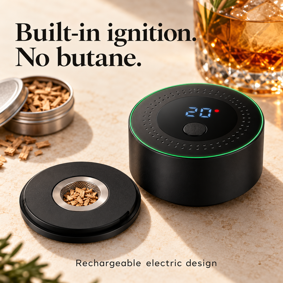 🍺 Electric Whiskey Smoker Kit — Rechargeable, No Butane