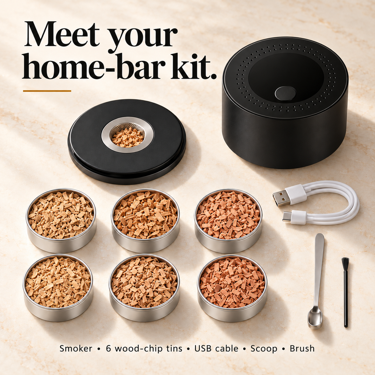 🍺 Electric Whiskey Smoker Kit — Rechargeable, No Butane