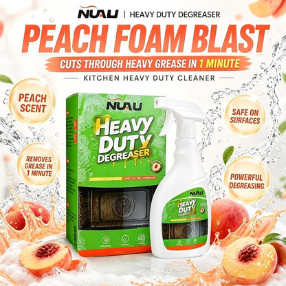 🍑 Heavy Duty Kitchen Degreaser Spray – Foaming Grease Cleaner with Fresh Peach Scent