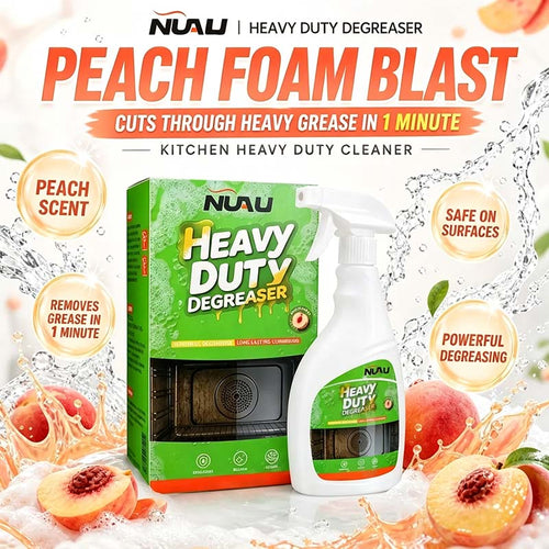 🍑 Heavy Duty Kitchen Degreaser Spray – Foaming Grease Cleaner with Fresh Peach Scent