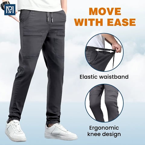 Flexible waistband and ergonomic knee design