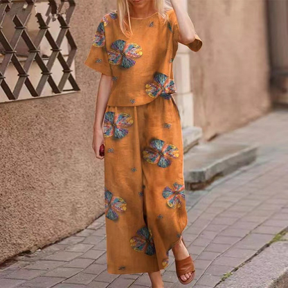 🔥Hot Sale Deals-Women's Loose Print Top ＆ Pants 2-Piece Set