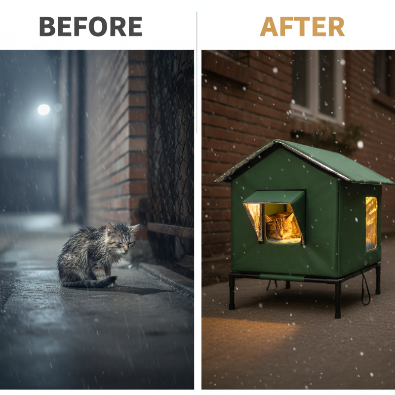 🎁🐈 All-Weather Elevated Outdoor Cat House – Waterproof Oxford Cloth, Thermal Aluminum Lining & Foldable Design 🌧️