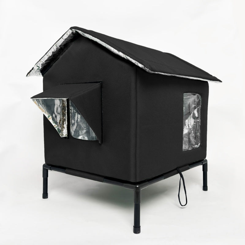 🎁🐈 All-Weather Elevated Outdoor Cat House – Waterproof Oxford Cloth, Thermal Aluminum Lining & Foldable Design 🌧️