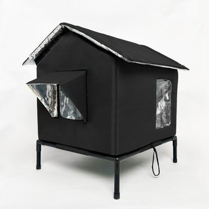 🎁🐈 All-Weather Elevated Outdoor Cat House – Waterproof Oxford Cloth, Thermal Aluminum Lining & Foldable Design 🌧️